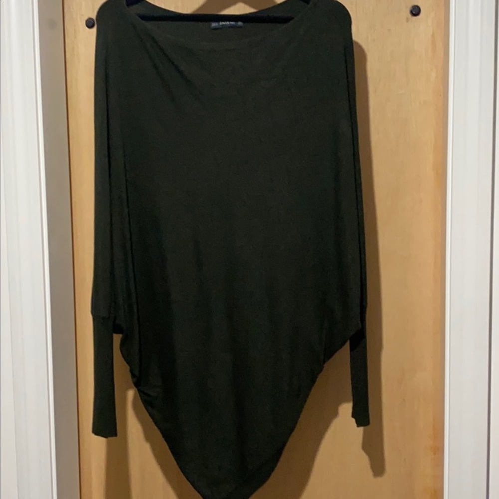 Zara knit green sweater dolman sleeve small - Picture 2 of 4